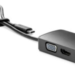 Hub USB-C HP 7Pj38Aa, HDMI: 3840X2160 A 30Hz, 1 VGA: 1080P A 60Hz, 2 USB-A 3.0 De Carga, Color Negro