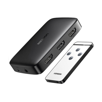 Conmutador HDMI Control Remoto Ugreen 3 Puertos De Entrada, 1 Puerto De Salida, 4K, 30Hz, Receptor De Infrarrojos, Transmision Estable, 80125