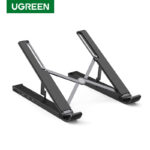 SOPORTE PARA LAPTOP DE 11-17.3" UGREEN, CON DOCKING STATION, 2 PUERTOS USB 3.0 A 5GBPS, AJUSTE DE ALTURA, ALUMINIO, COLOR NEGRO, PC+ABS, SILICONA, 80551