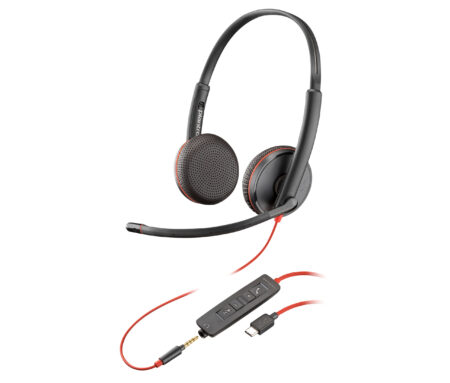 Diadema Audifonos C/Microfono Alambricos Polycom Blackwire C3225/Stereo/USB-C/Headset/Color Negro/80S04A6