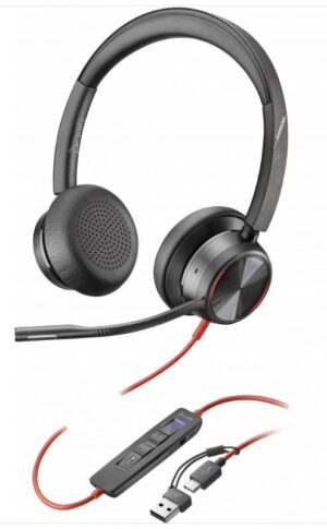 HP Poly Auriculares estéreo USB-C Poly Blackwire 8225 con certificación de Microsoft Teams + adaptador USB-C/A