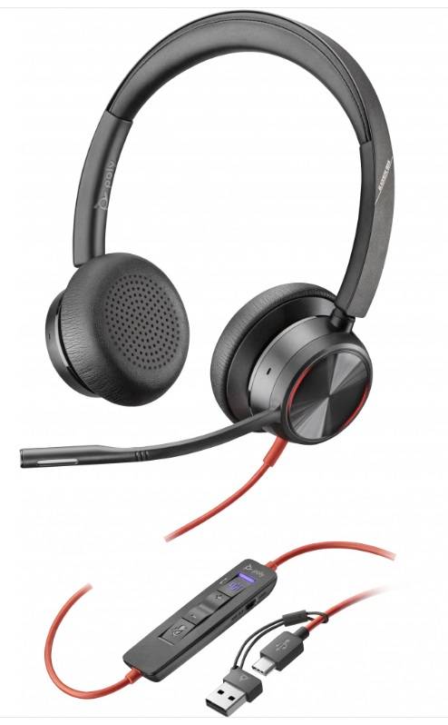Hp Poly Auriculares Estéreo Usb-c Poly Blackwire 8225 Con Certificación De Microsoft Teams + Adaptador Usb-c/a