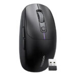 MOUSE INALAMBRICO UGREEN 90539, 5000 DPI/6 BOTONES/GAMING/ERGONOMICO/TRI-MODO USB/BT/2,4 GHZ/RECARGABLE/LUZ LED/COLOR NEGRO