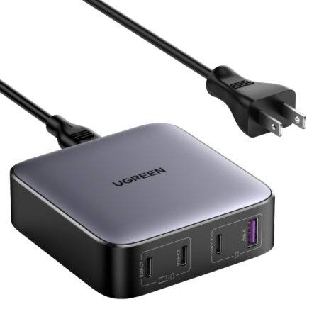 Cargador De Escritorio Ugreen 90736 100W, 4 Puertos 3 USB-C, 1 USB-A, Power Delivery 3.0, Quick Charge 4.0, Chip Confiable Y Carga Inteligente