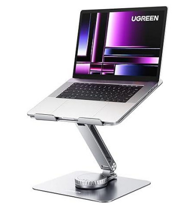 Soporte Giratorio De Aluminio P/Laptop 10 A 17.3” Ugreen 90849/360°/Funcion De Bloqueo/Hasta 5Kg/Altura Y Angulo Ajustable/Color Gris