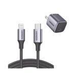 Kit Cargador De 20W Tecnologia Gan Y Cable Lightning Certificado Mfi Ugreen 90902Us304, Carga Rapida, Cable De 1M, Carcasa De Aluminio, Nylon Trenzado