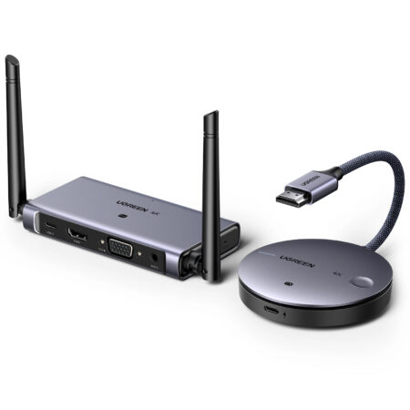 Transmisor Y Receptor Inalambrico HDMI Ugreen 90909A 50Mts/Salida HDMI Y VGA/Audio 3.5Mm/Efecto 3D/Luz Indicadora LED/