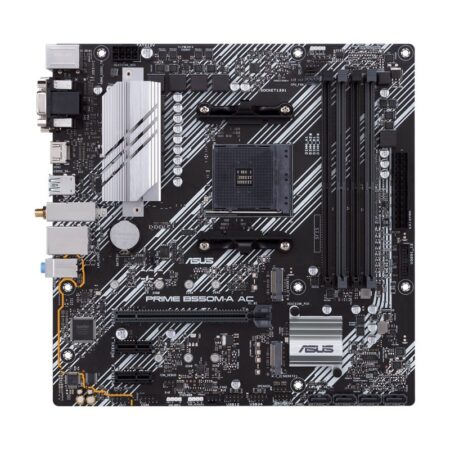 Tarjeta Madre ASUS Prime B550M-A AC – Micro ATX, AMD, Ryzen Am4, PCIE 4, HDMI / D-Sub / DVI, SATA 6 Gbps, USB 3.2 Gen 2, Aura Sync.