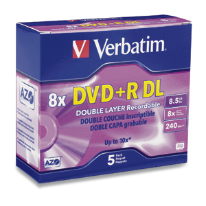 5 Piezas Dvd+R Dl Doble Capa 8.5Gb 8X Verbatim 95311
