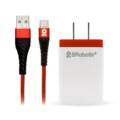 Cargador Brobotix USB C/Cable Tipo C Carga Rápida - Rojo, Pared, 5 V, 1 Puerto USB V3.0