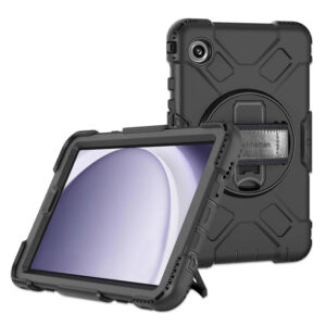 FUNDA PARA TABLET SAMSUNG GALAXY TAB A9 8.7" MANHATTAN 996525 USO RUDO/CORREA DE MANO Y CORREA PARA EL HOMBRO/SOPORTE PLEGABLE GIRATORIO/COLOR NEGRO