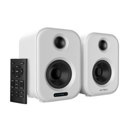 Bocinas Alambrico/Inalambrico Acteck AC-935883 Dynamic Exact Bs650, Bluetooth, 2.0 Canales, 50W Rms, USB, Color Blanco, 2 Piezas