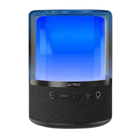Bocina Portatil Inalambrica Acteck Glee Pure Ap50/Bluetooth 5.2/Negro/10W + Alimentacion Tipo-C/Iluminacion LED Rgb, AC-936408