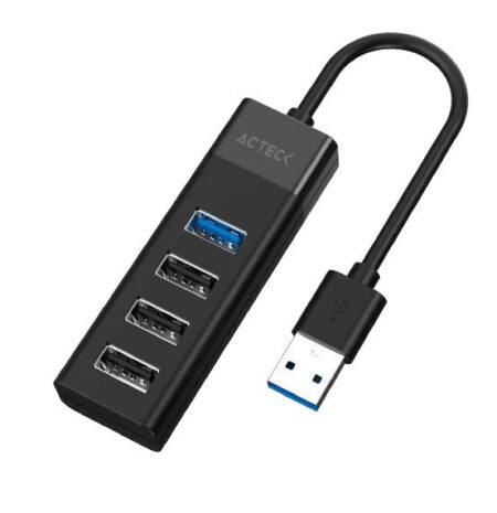 Hub Port X4 Dh422 4 En 1 Acteck AC-937061 Entrada USB A/1Xusb 3.0/3Xusb 2.0 /Color Negro