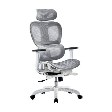 Silla De Acteck AC-940276 Flux Pro Ec757 Color Blanco, Hasta 136Kg, Malla, Pp, Nylon, 135°, Reposabrazos 3D, Reposapies