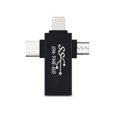 Adaptador 3 En 1 Otg 1 Macho Tipo C/1 Macho Para Lightning/1 Micro USB Urban Balance Adp-3En1-Ub