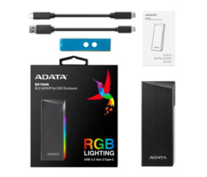 GAB. EXTERNO ADATA AEC700GU32G2-CGY XPG RGB PARA SSD M.2 USB 3.2 TIPO-C NEGRO