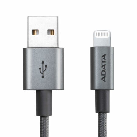 CABLE LIGHTNING MACHO-USB A MACHO ADATA AMFIAL-1MK-CTI 1 METRO, PARA IPOD/IPHONE/IPAD, TITANIO