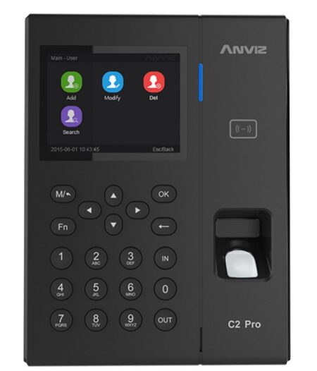 Control De Asistencia Biometrico Anviz An-C2Pro, WiFi/Tcp/IP/USB/Huella/Pin Numerico/Rfid/Interfaz Grafica