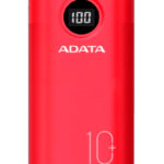 POWER BANK ADATA AP10000QCD-DGT-CRD, 10000MAH/2XUSB/1XUSB C/COLOR ROJO