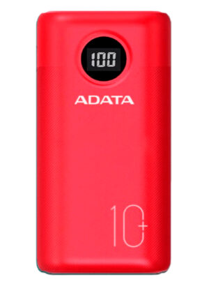 POWER BANK ADATA AP10000QCD-DGT-CRD, 10000MAH/2XUSB/1XUSB C/COLOR ROJO