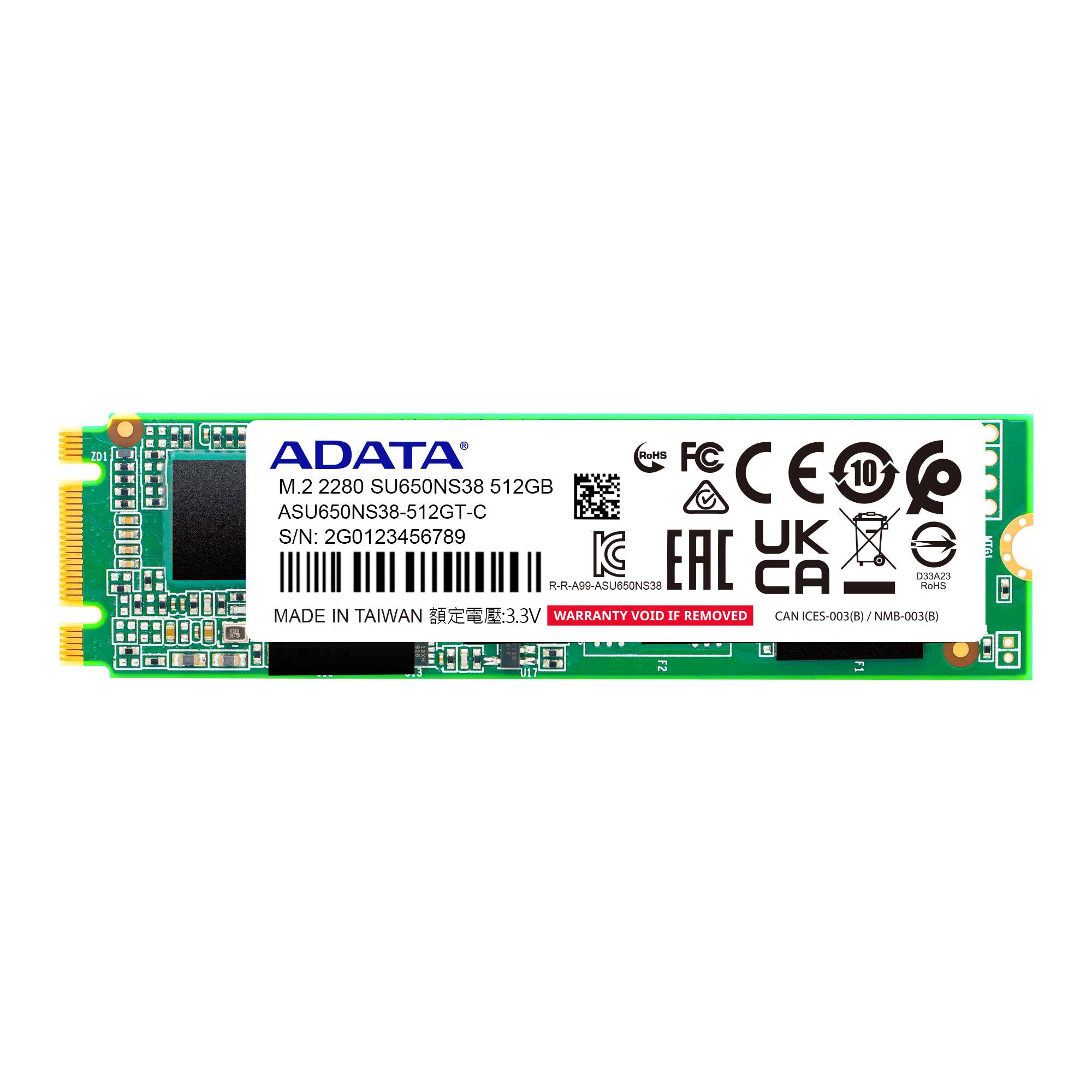 U. ESTADO SOLIDO SSD M.2 512GB ADATA ASU650NS38-512GT-C ULTIMATE SU650 3D TLC/SATA III