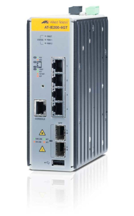 Switch Allied Telesis Industrial Administrable Capa 2 De 4 Puertos 10/100/1000 Mbps + 2 Puertos Sfp. At-Ie200-6Gt-80. –
