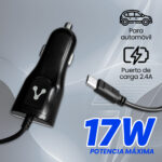 Cargador Para Auto Vorago Au-303 1Xusb 2.0 + Cable Micro USB 2.4 Amp