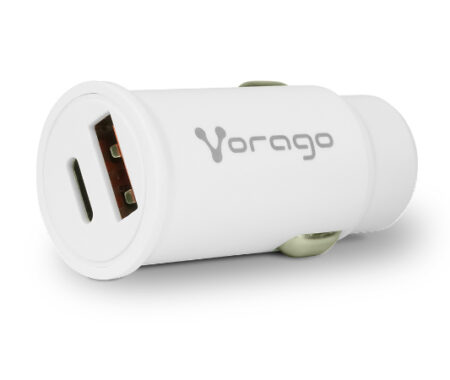 Cargador Para Auto Vorago Au-305-Wh Tipo C Pd 20W Y USB A Quick Charge 3.0 Blanco –