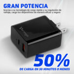 Cargador De Pared Vorago Au-350-Bk USB-A Y USB-C Negro 20W/3.0A