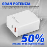Cargador De Pared Vorago Au-350-Wh USB-A Y USB-C Blanco 20W/3.0A