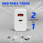 Cargador De Pared Vorago Au-350-Wh USB-A Y USB-C Blanco 20W/3.0A