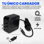 Cargador Vorago Au-501 Tipo C 45W Multidispos Vorago Au-501, Negro