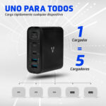 Cargador De Pared Vorago Au-600 Tipo C 100W Pd 5 Puertos Quick Cha