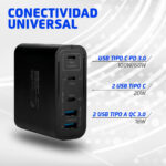 Cargador De Pared Vorago Au-600 Tipo C 100W Pd 5 Puertos Quick Cha