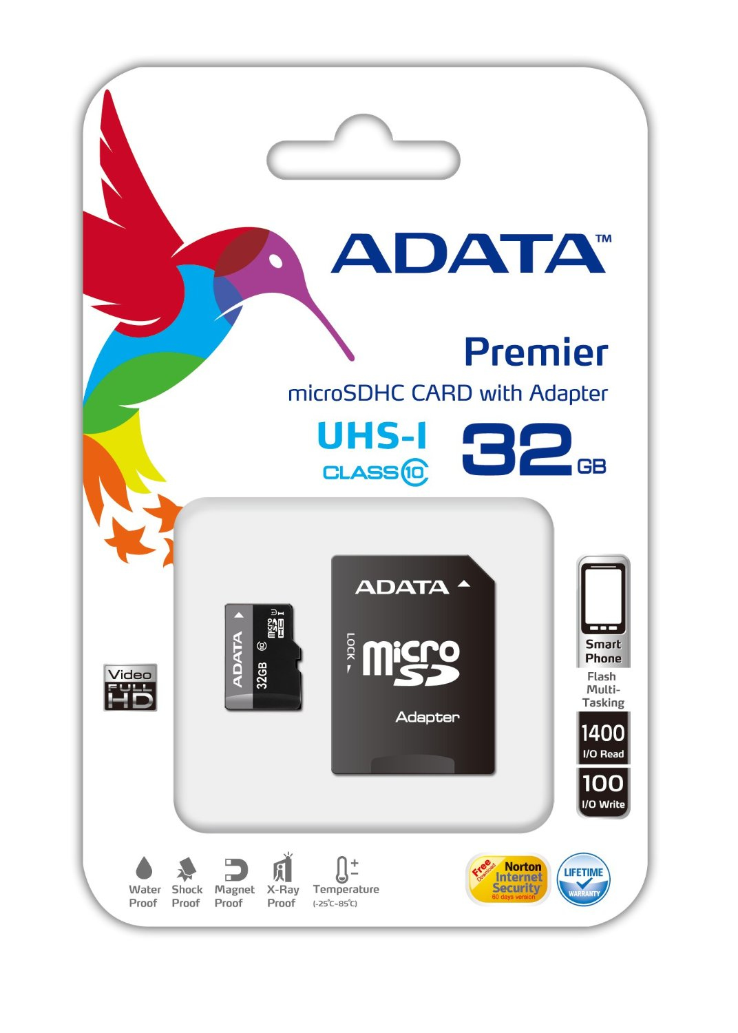 ADATA MICROSD 32GB CLASS10-RETA W/1 ADAPTER PREMIER AUSDH32GUICL10-
