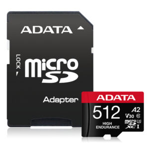 MEMORIA MICROSDXC 512GB ADATA AUSDX512GUI3V30SHA2-RA1 HIGH ENDURANCE, CON ADAPTADOR, UHS-I CLASE 10