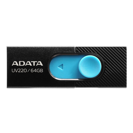 Memoria USB 2.0 Adata 64Gb Uv220 Retractil Negro/Azul, Auv220-64G-Rbkbl