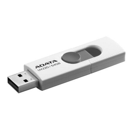 Memoria USB 2.0 Adata 64Gb Uv220 Retractil Blanco/Gris, Auv220-64G-Rwhgy