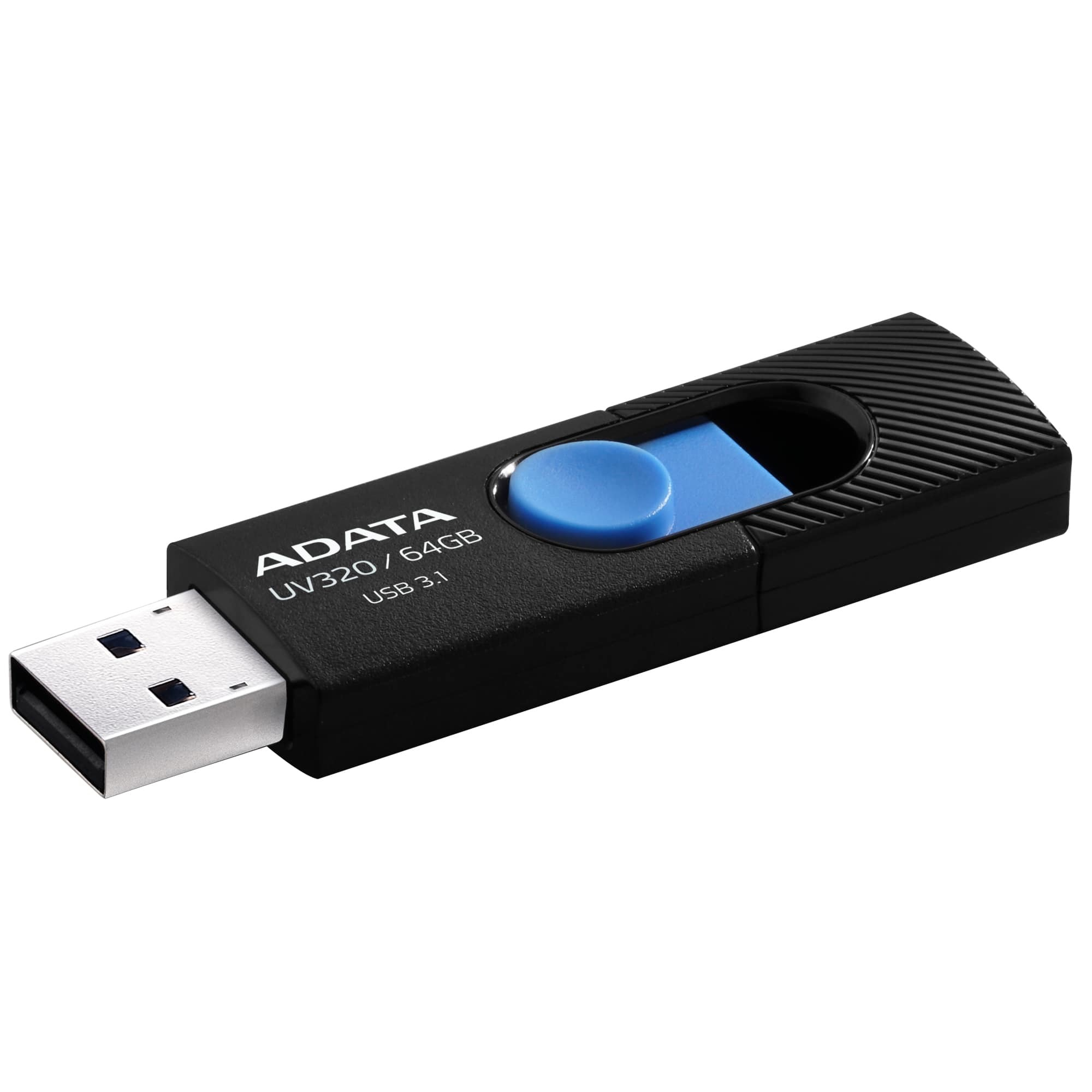 Memoria Usb 64gb Adata Auv320-64g-rbkbl Usb3.2 Retractil Color Negro/azul