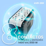 Regulador De Voltaje Vorago Avr-200, 1400Va/110-120V, 8 Contactos