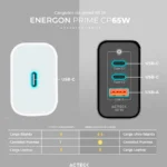 Cargador De Pared Steren Com-1395 65W, USB-C, Color Negro