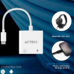 Adaptador USB-C 3.1 A 2 USB-C Acteck AC-939768 Shift Plus Aa415/Para Audio Y Carga/Color Blanco