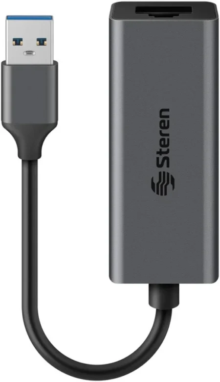 Adaptador USB 3.0 A Gigabit Ethernet, Steren 506-434, Alambrico, 1000 Mbit/S, Color Negro