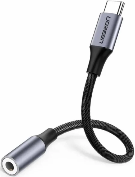 ##CABLE ADAPTADOR USB TIPO-C A JACK 3.5MM UGREEN 30632 10CM/COMPATIBLE SOLO CON XIAOMI Y HUAWEI /CARCASA DE ALUMINIO/NYLON TRENZADO(OPENBOX)
