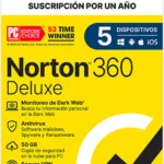 Antivirus Norton 360 Deluxe Total Security, 5 Dispositivos, 1 Año, Caja, 21414709