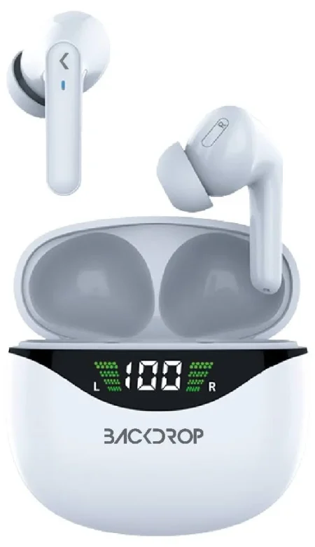 Audifonos Inalambrico Backdrop Tws-3B/Bluetooth/Control Tactil/Caja De Carga Con Pantalla/10M/Color Blanco