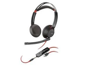 Diadema Audifonos C/Microfono Alambricos Poly Blackwire 5220 80R97Aa/Binaural/USB-A/3.5Mm/Color Negro/207576-01