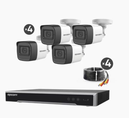 Kit Turbohd 5 Megapixel / Dvr 4 Canales / 4 Cámaras De 5 Megapixel Con Micrófono Integrado / 4 Cables 18 Metros / Fuente De Poder Profesional