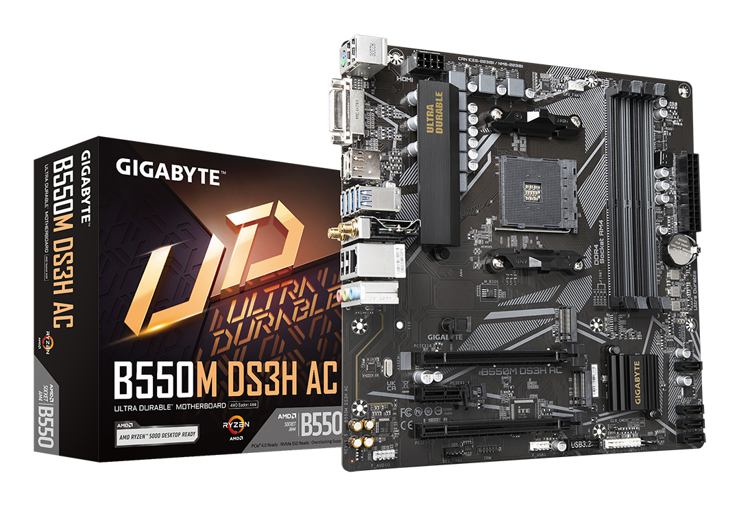 Mb Gigabyte B550m Ds3h Ac Socket Am4/4x Ddr4/pci-ex 16/micro Atx/usb 3.2/m.2 Skt 3/audio Hd/wifi